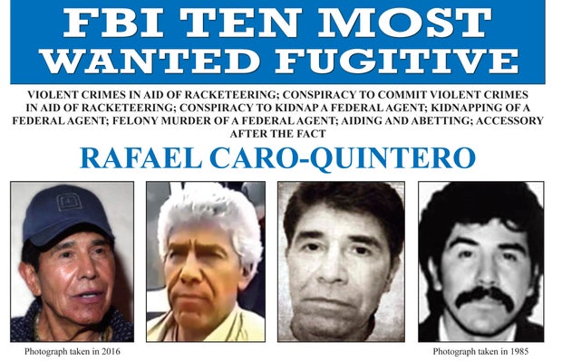 FBI wanted poster for Rafael Caro Quintero