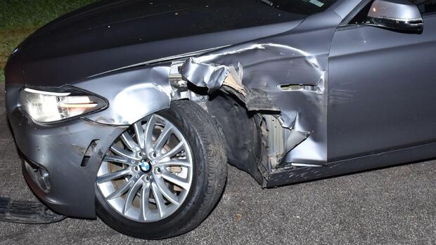 Davis McClendon's mangled BMW sedan. 