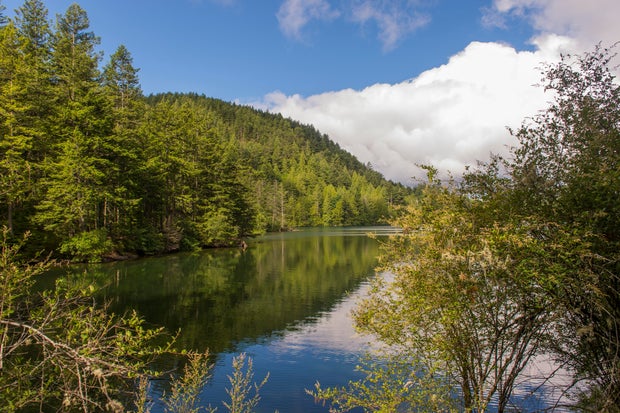 Cascade Lake in Washington's Moran State Park is seen on Orcas Island in the San Juan Islands, June 7, 2021. 