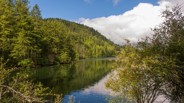 Cascade Lake in Washington's Moran State Park is seen on Orcas Island in the San Juan Islands, June 7, 2021. 