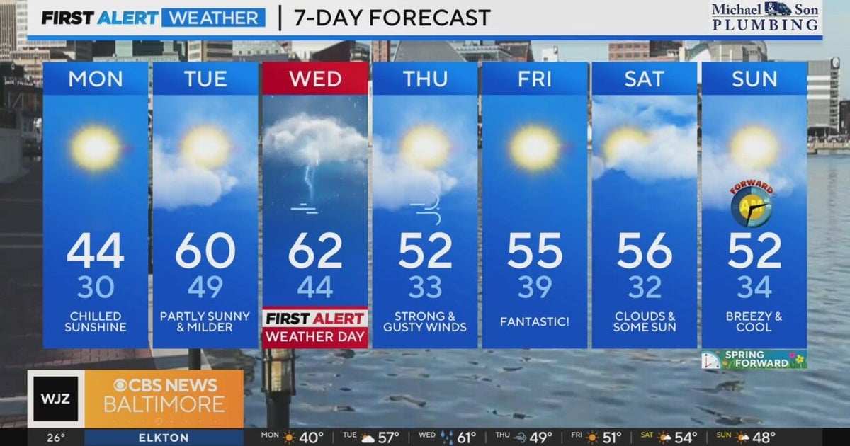 Chilly in Maryland Monday with severe storms possible Wednesday - CBS ...