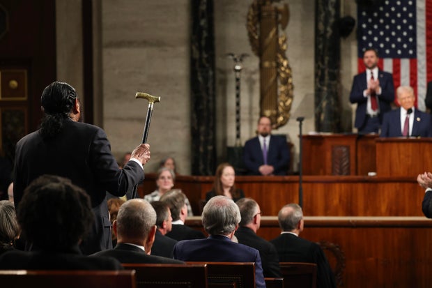 Rep. Al Green shouts out as President Trump addresses a joint session of Congress at the U.S. Capitol on March 4, 2025, in Washington, D.C.