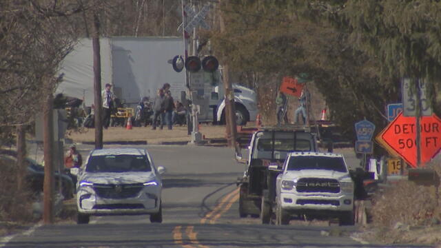 A road is closed for a movie shoot in South Jersey 