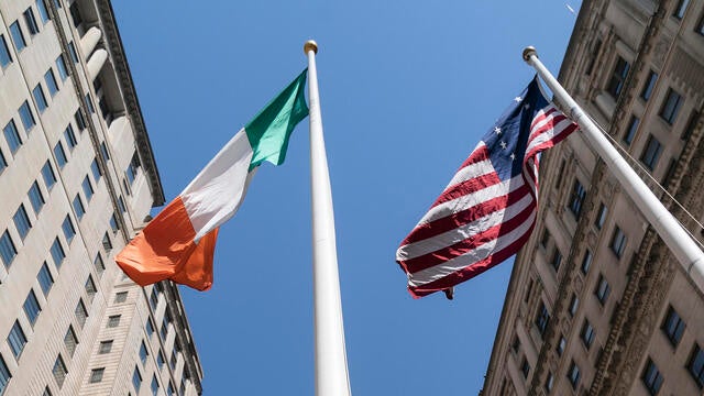 Irish and American flags 