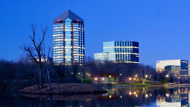 Diminishing Office Buildings at Sunset 