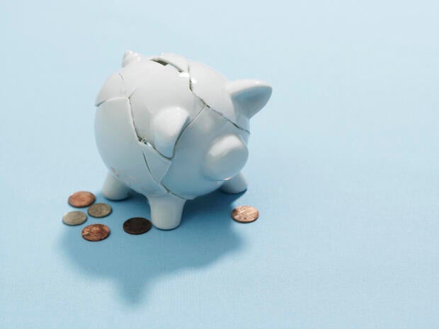 A broken piggy bank