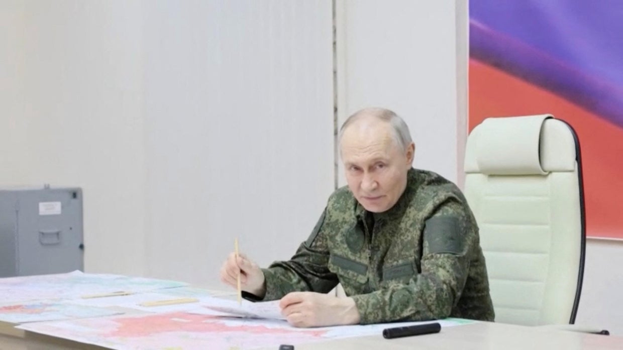 Russia's President Putin visits armed forces' command centre in Kursk region 