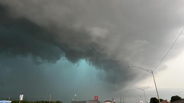 Tornadic supercell storm clouds in Oklahoma 