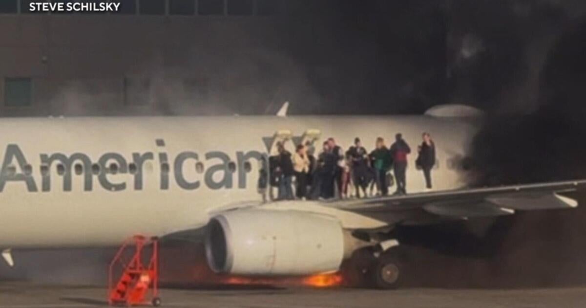 American Airlines passengers on plane erupting in flames