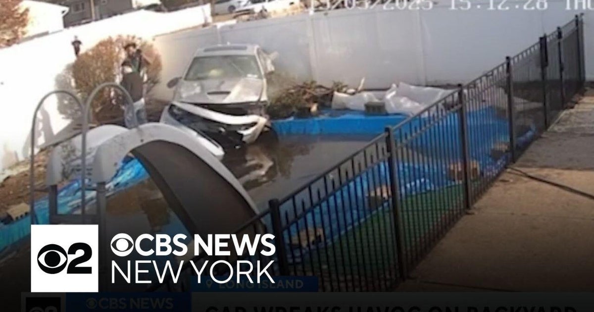 Wild video shows car crashing into backyard swimming pool on Long ...