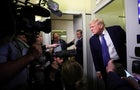 U.S. President Trump speaks to reporters on his return to Washington 