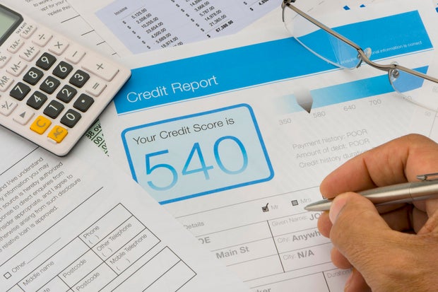 Credit report form on a desk 