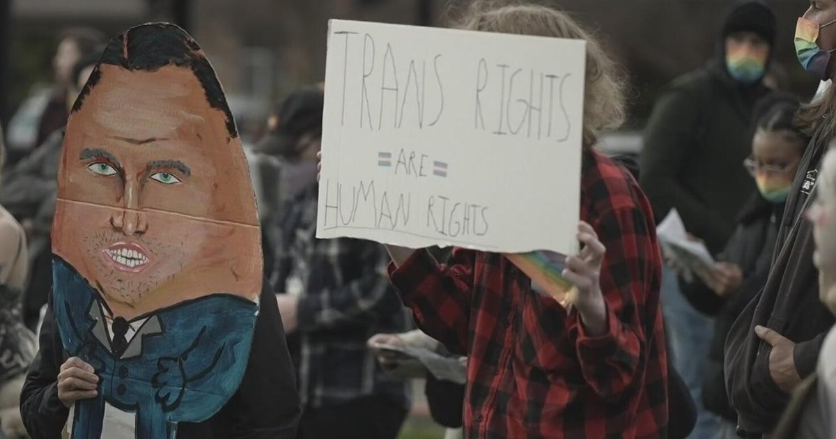 Dozens in support of trans-rights protest outside conservative event at ...