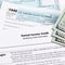 Earned income tax credit form. Tax credit, deduction and tax return concept. 