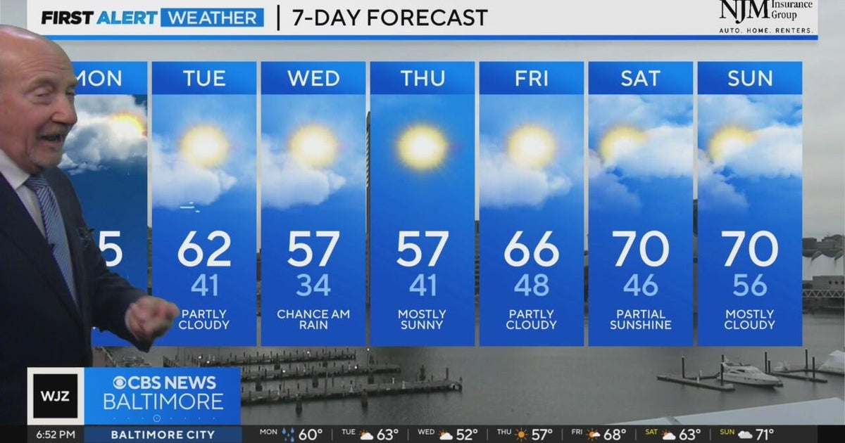 Rain chances in Maryland to start the week - CBS Baltimore