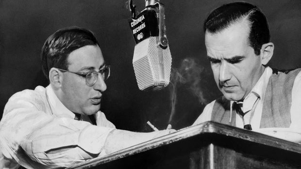 Edward R. Murrow (right) and Fred Friendly, co-producers of 