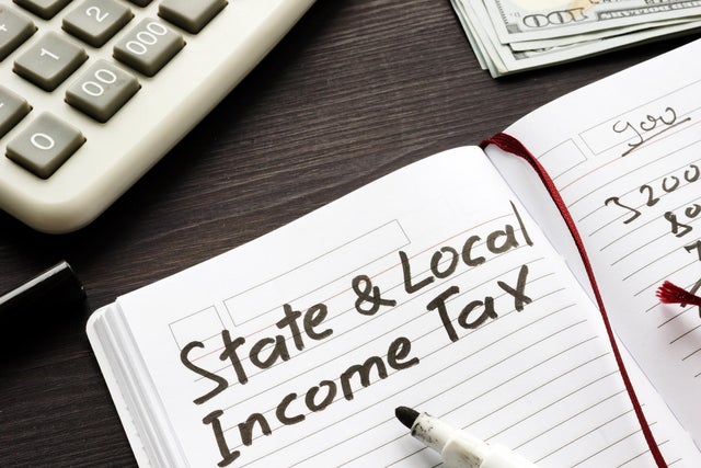State and local income tax written in a note. 