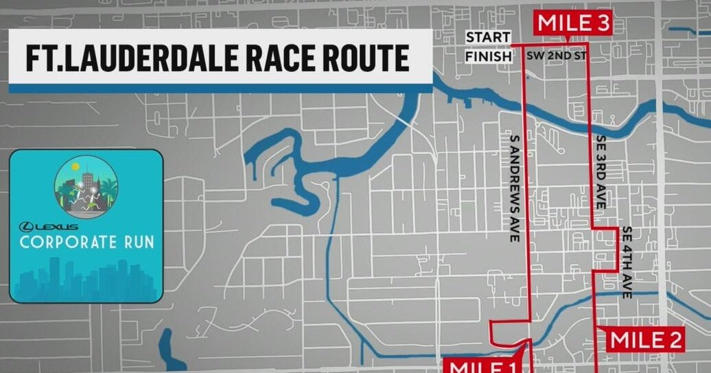 Fort Lauderdale road closures ahead of Lexus Corporate Run
