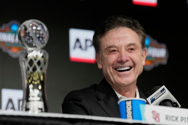 St. John's head coach Rick Pitino, Associated Press Coach of the Year, answers a question during a news conference ahead of a Final Four college basketball games in the NCAA Tournament Friday, April 4, 2025, in San Antonio. 