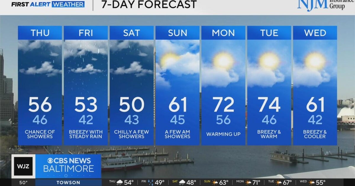 Rain chances return on Thursday in Maryland - CBS Baltimore