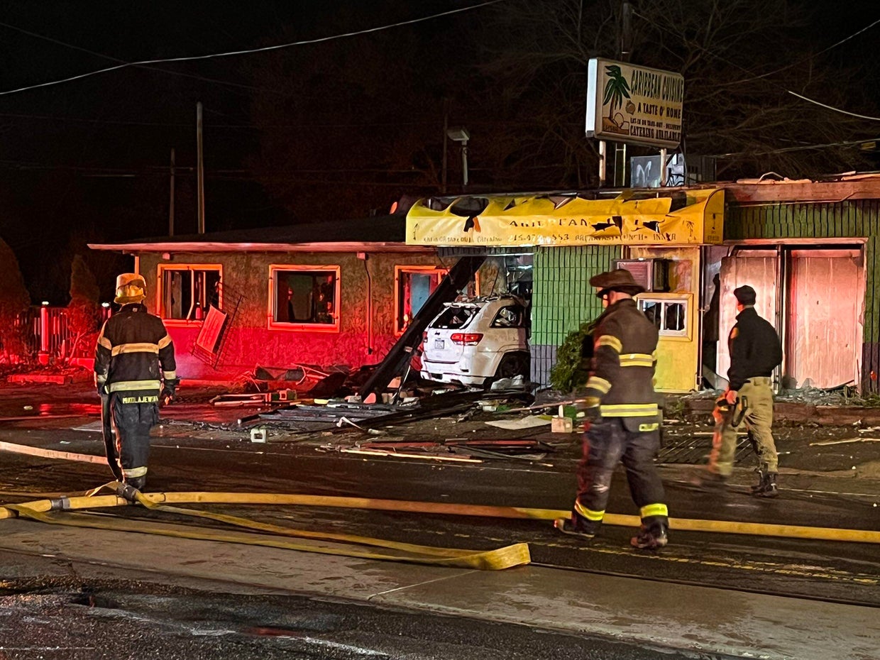 Jamaican restaurant destroyed after a car crashed into the building 