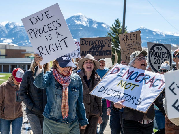 Protesters Gather In Cities Nationwide To Denounce The Trump Administration 
