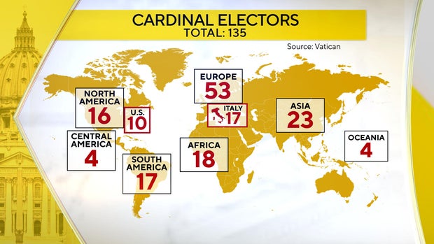 Pope Francis cardinal electors map graphic