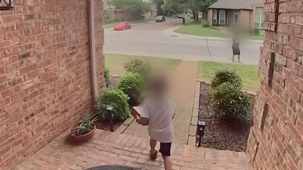 Child caught on camera allegedly stealing package 