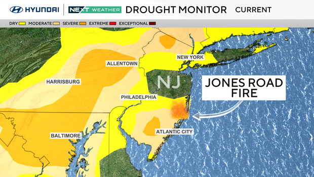 Drought monitor for area around the Jones Road Fire 