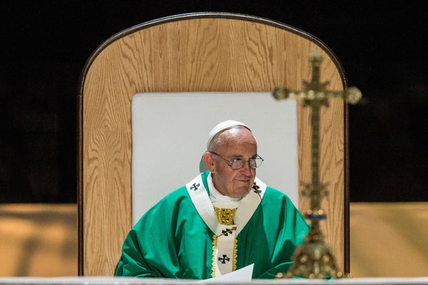Pope Francis celebrates Mass at Madison Square Garden on September 25, 2015 in New York City. 