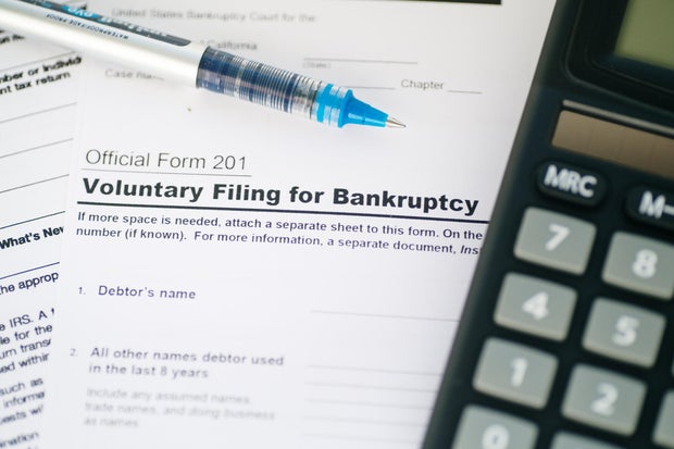 Filing for bankruptcy document