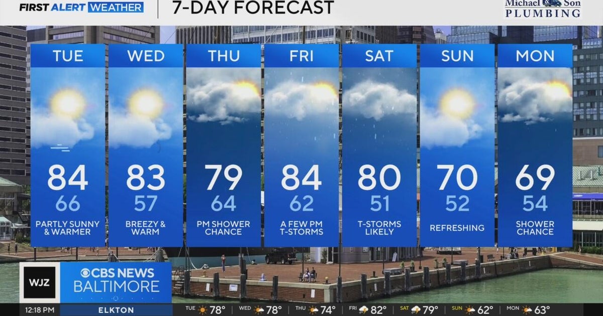 Storms possible Tuesday night across Maryland - CBS Baltimore