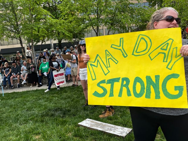 Several Baltimore-area organizations rallied Thursday for May Day 