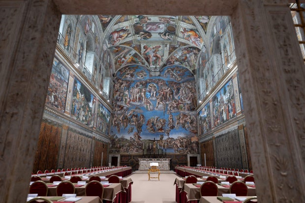 The Sistine Chapel ahead of the conclave to elect the next pope at the Vatican 