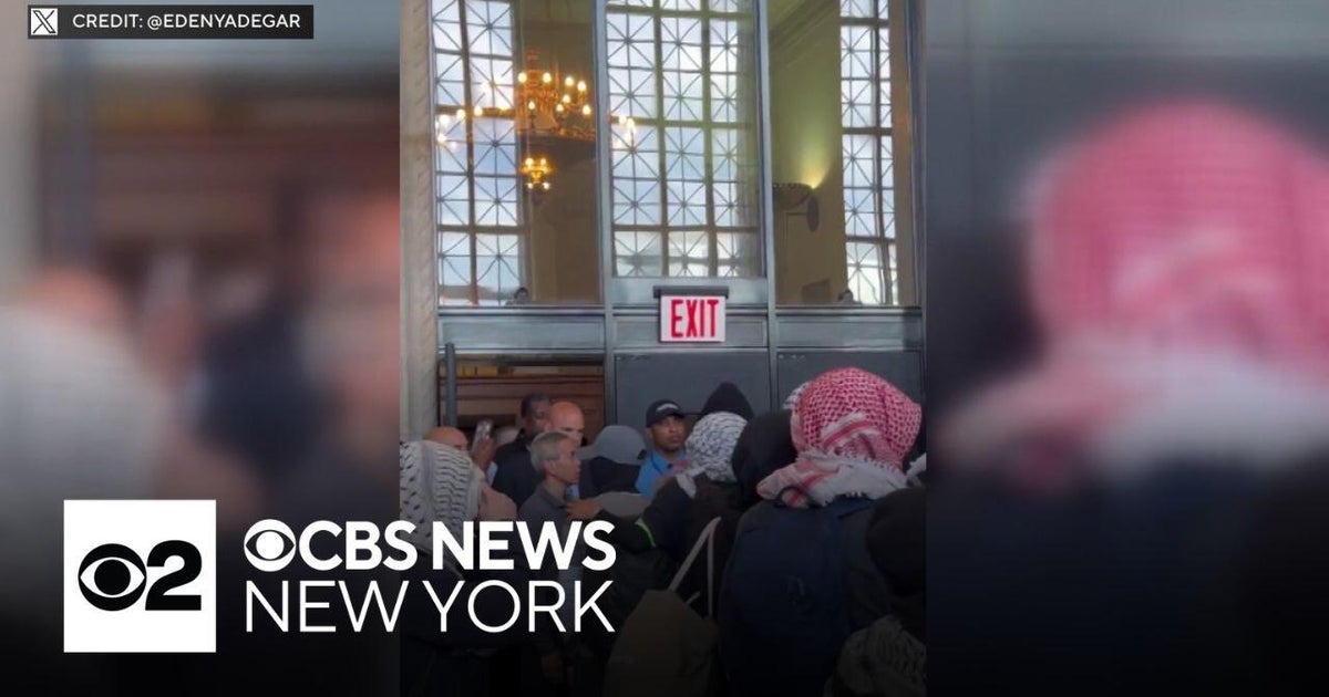 Pro-Palestinian demonstrators occupy part of Columbia's library - CBS New York