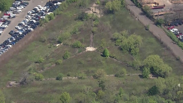 An aerial view of Newark City Cemetery 