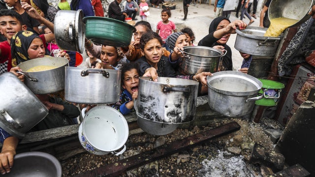 Food distributed to Palestinians in Gaza under Israeli attacks 