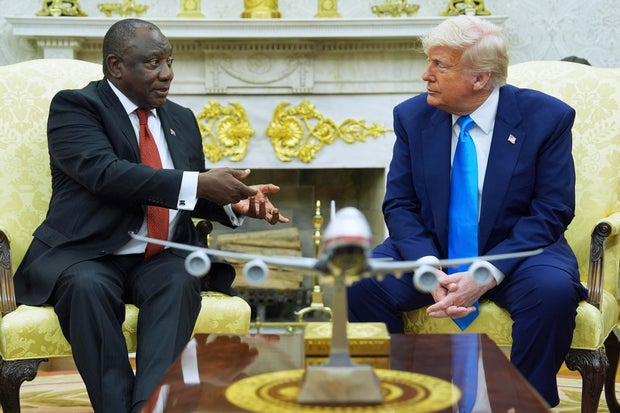 President Donald Trump meets South African President Cyril Ramaphosa in the Oval Office