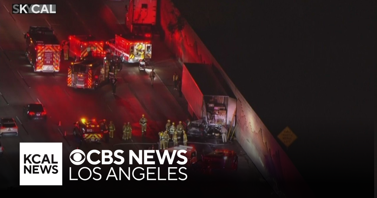 Big rig crash on 5 Freeway causes traffic backup - CBS Los Angeles