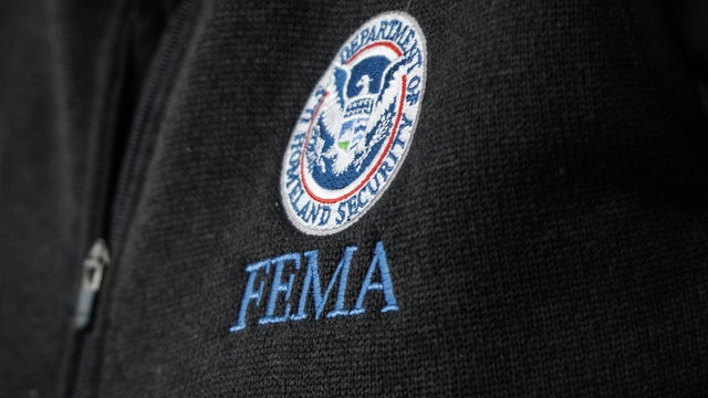 FEMA logo at briefing 