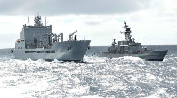Harvey Milk Completes First Replenishment-at-Sea with two Japanese Training Ships 
