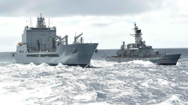 Harvey Milk Completes First Replenishment-at-Sea with two Japanese Training Ships 