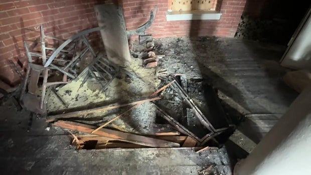 Fire damage inside Tarrytown Lighthouse 
