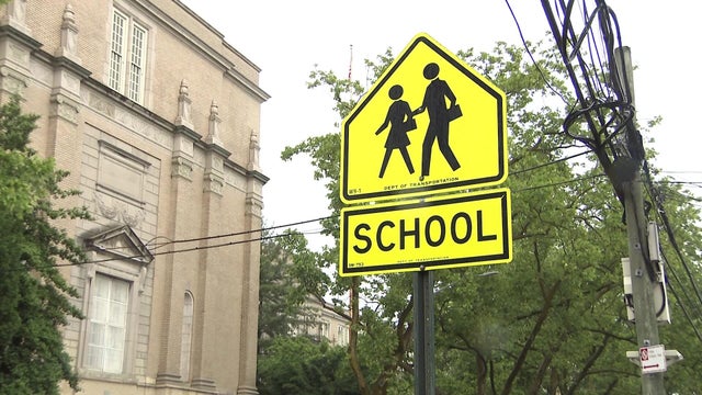 A school crossing sign 