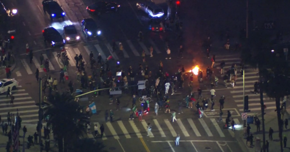 Los Angeles anti-ICE protesters clash with police, set fires downtown amid National Guard deployment 