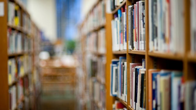 Books on shelf in library 