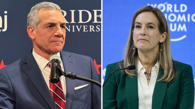 Side by side photos of Jack Ciattarelli, Mikie Sherrill 