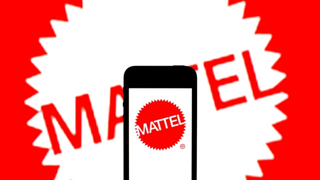 In this photo illustration, a Mattel Inc. logo seen 