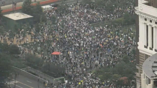 "No King" sign at Philadelphia rally on April 19, 2025 
