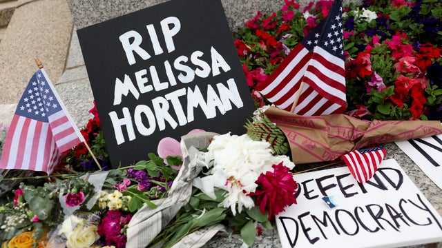 A small memorial for senior Democratic state assemblywoman Melissa Hortman and her husband 